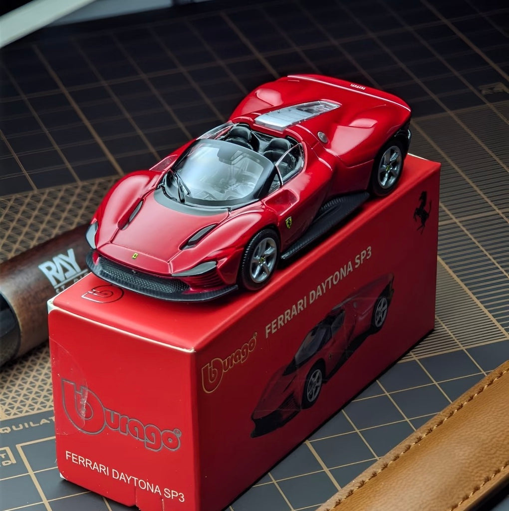 Bburago 1:64 Red Ferrari Daytona SP3 Racing Sports Model Diecast Metal Car New Collection