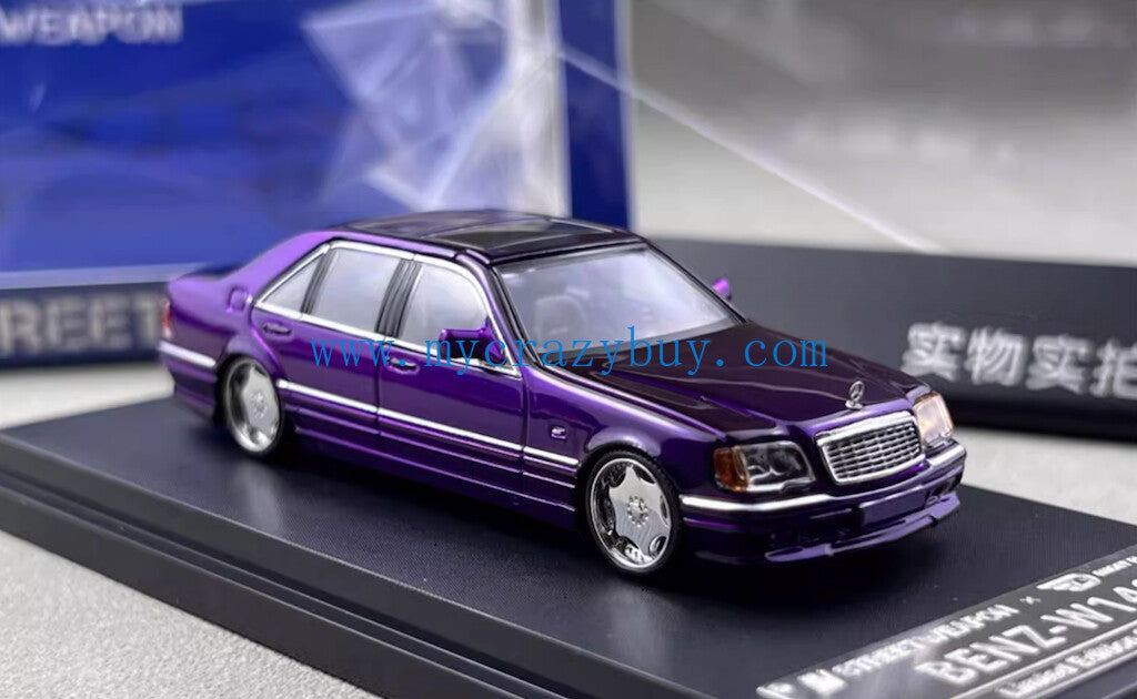 SW 1:64 Purple S600 W140 Classic Sedan VIP Sports Model Diecast Metal Car New Collection