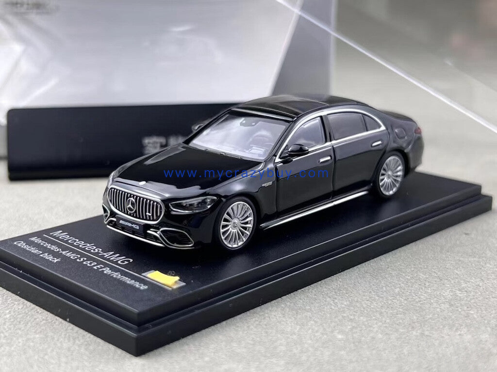 AR 1:64 Black Benz AMG S63 E Performance Sports Model Diecast Metal Car New Collection
