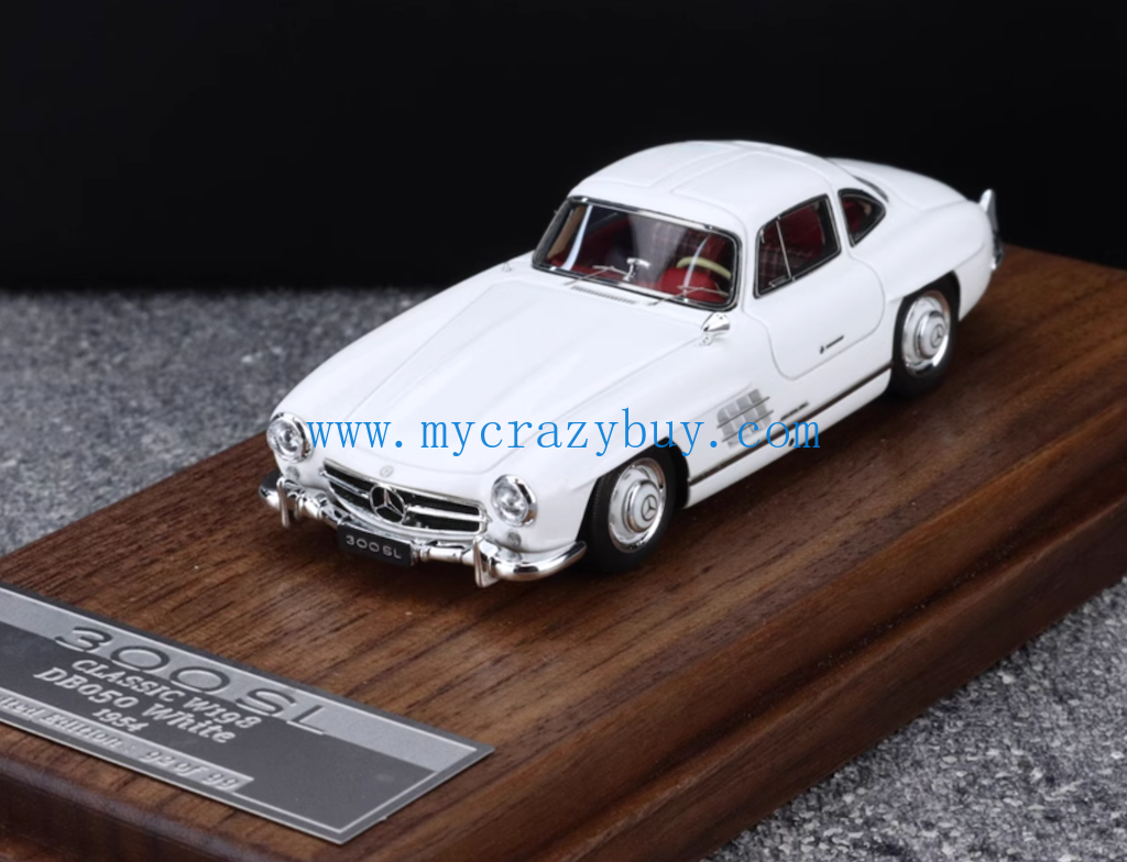 MY64 1:64 White 1954 AMG 300SL W198 Classic Sport Model Diecast Resin Car New Collection