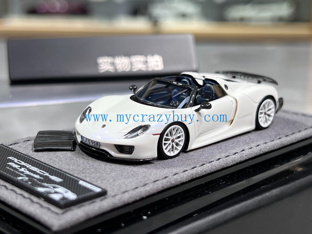Halo 1:64 White 918 Spyder Sports Model Diecast Resin Car New Collection