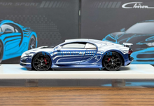 Load image into Gallery viewer, LJM 1:64 White Blue Chiron Racing Sports Model Diecast Resin Car New Collection
