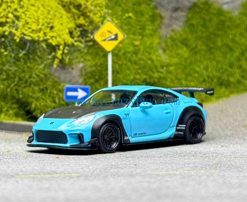 MINIGT 1:64 Baby Blue Gr86 LB Sports Coupe Model Diecast Metal Car New Collection