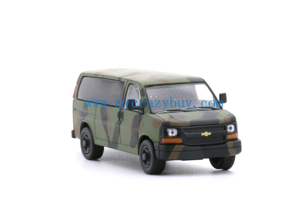 1:64 596Model Green Camo Express 3500 Van Model Diecast Metal Car New Collection