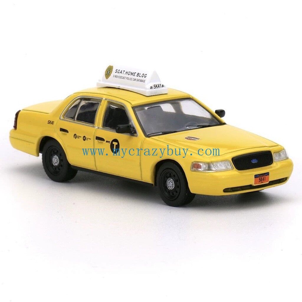 596 1:64 Yellow CV CROWN VICTORIA New York Taxi Model Diecast Metal Car New Collection