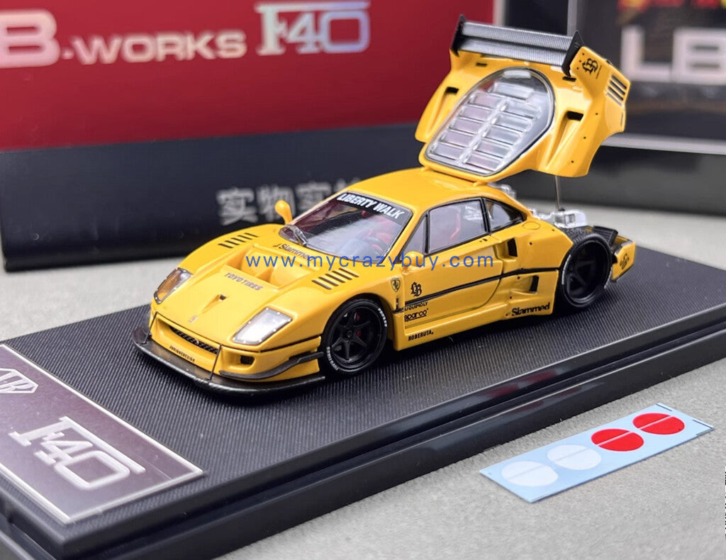 Star 1:64 Yellow F40 LBWK Racing Sports Model Diecast Metal Car New Collection