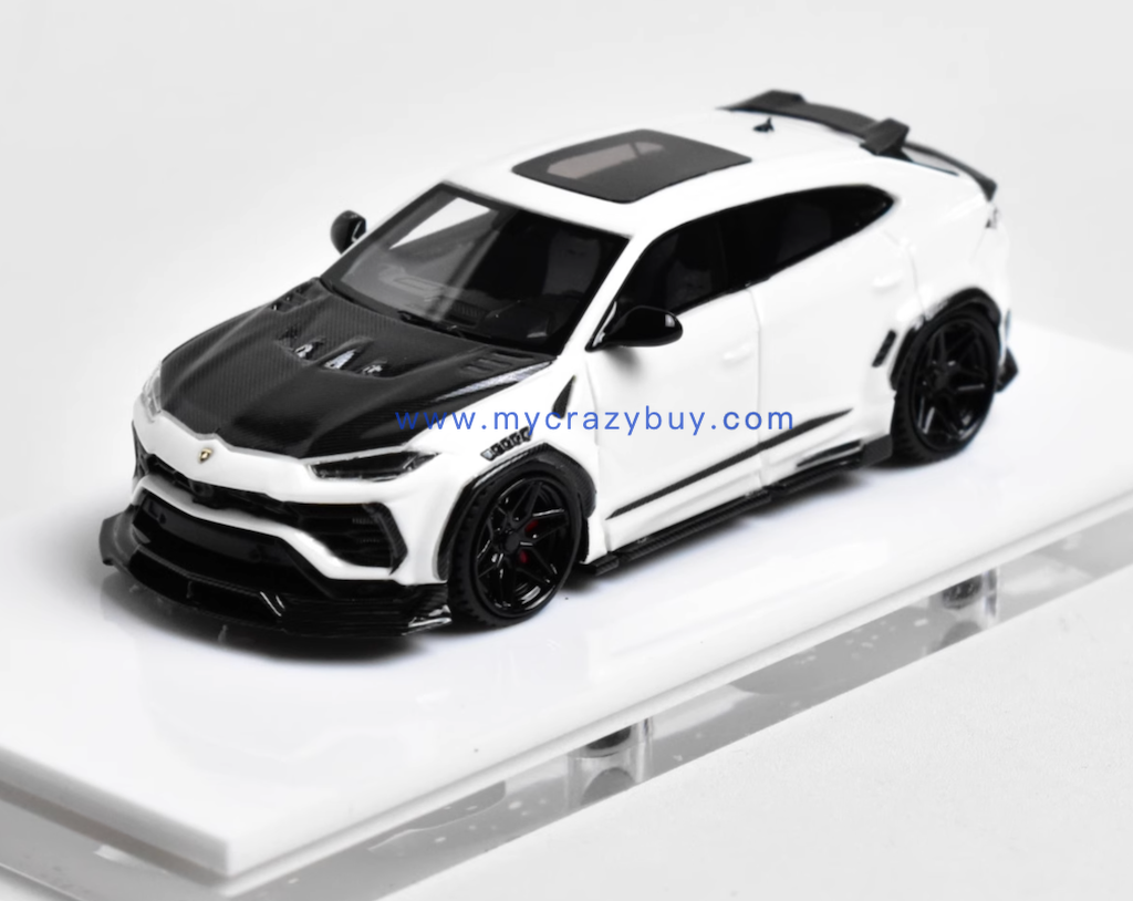 1:64 White Carbon Hood URUS Widebody SUV Sports Model Diecast Resin Car New Collection