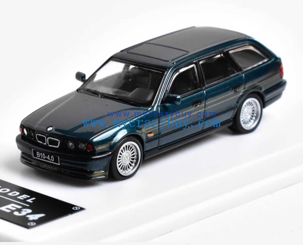 JY 1:64 Green E34 Touring Alpina Wagon Sports Model Diecast Metal Car New Collection