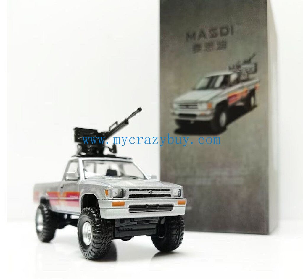 Masdi 1:64 Gray 1995 Hilux RN80 Cab Pickup Truck Model Diecast Metal Car New Collection