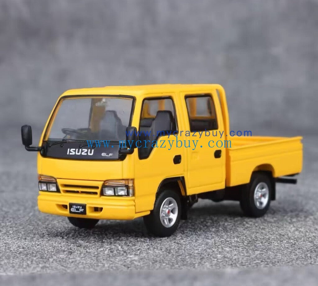 Model1 1:64 Yellow Isuzu ELF Double Cabin Truck Model Metal Diecast Car New Collection