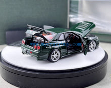 Load image into Gallery viewer, PGM 1:64 Green Skyline GTR R34 Z-Tune Round Sports Model Diecast Metal Car New Collection
