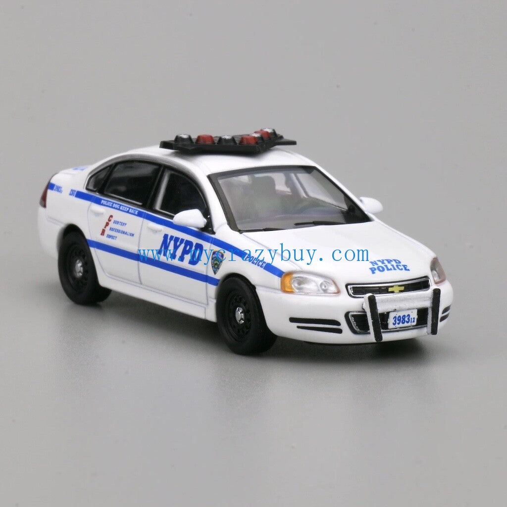 1:64 596 White IMPALA NYPD New York Police Sedan Model Diecast Metal Car New Collection