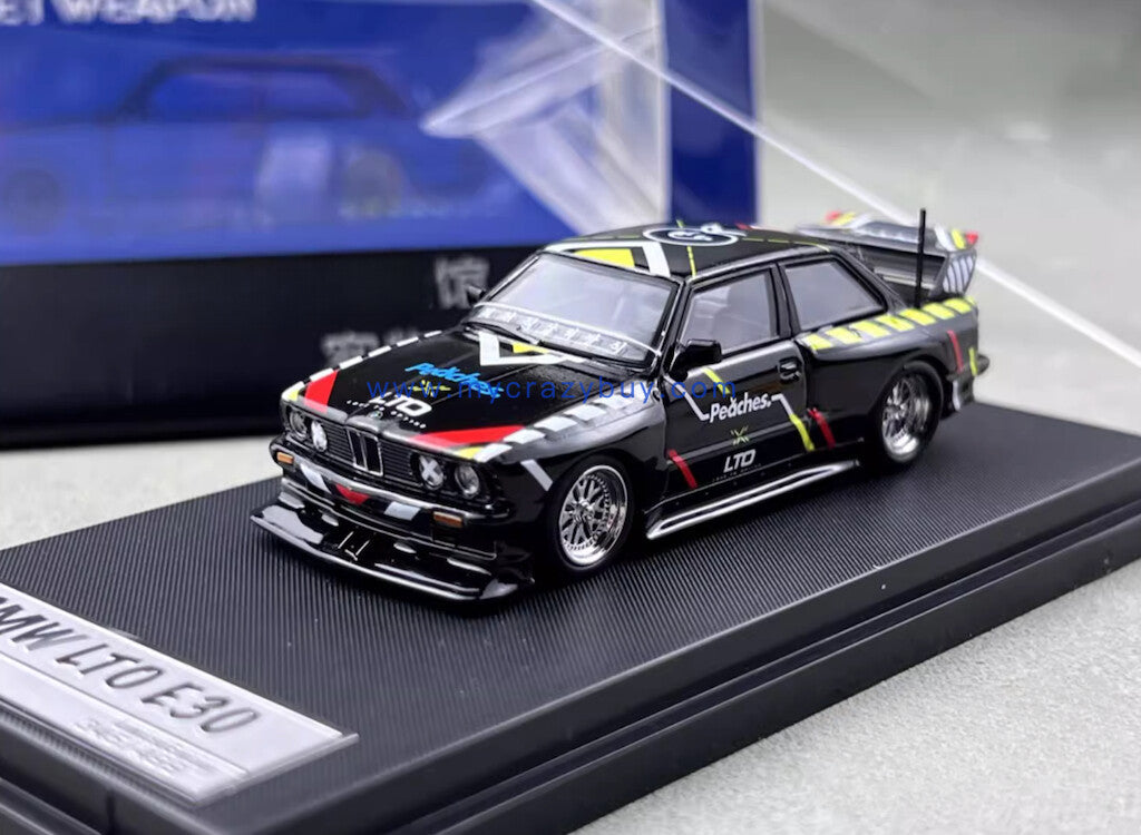 SW 1:64 Black M3 E30 LTO Coupe Widebody Sports Model Diecast Metal Car New Collection