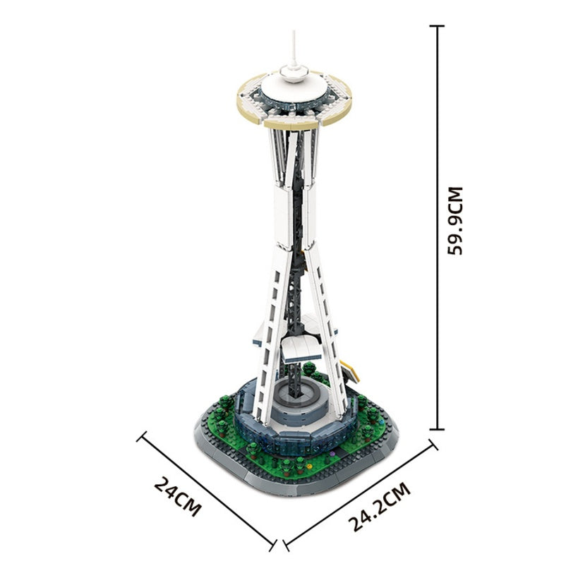 1075PCS MOC Architecture Seattle Space Needle Tower Model Toy