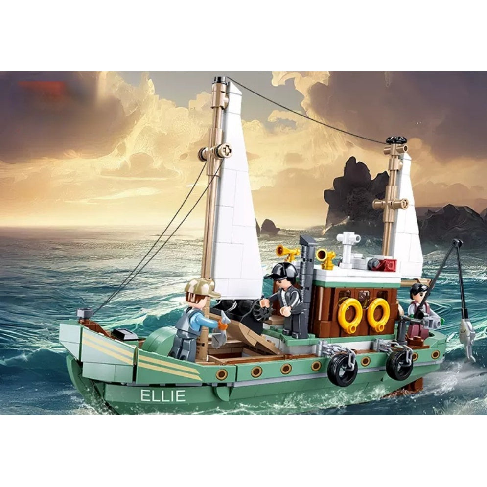 610PCS MOC Fishing Boat Figure Model Toy Building Block Brick Gift Kids Compatible Lego 1:350