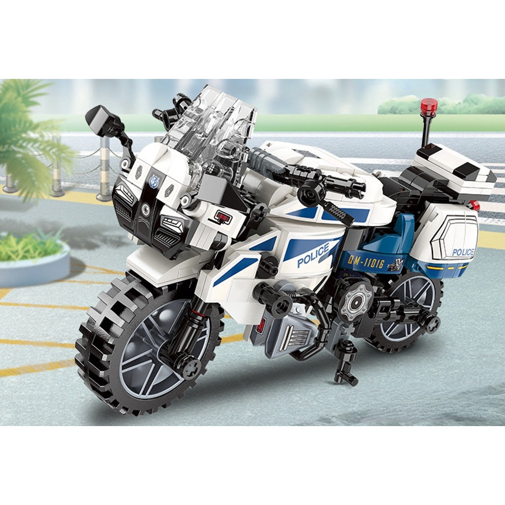 395PCS MOC Police Motorcycle Motor Bike Model Toy Building Block Brick Gift Kids DIY