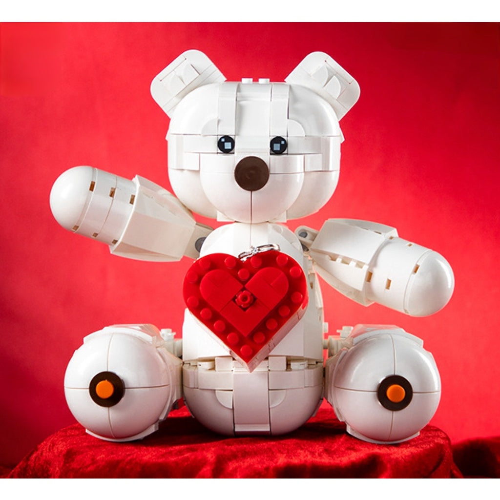 693PCS MOC Express Love Valentine White Bear Cute Storage Ring Box Model Toy Building Block Brick Gift Kids DIY Compatible Lego