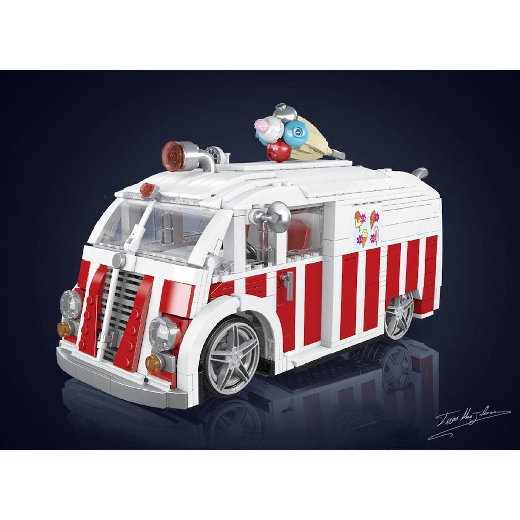 1078PCS MOC City Ice Cream Truck Van Vending Car Model Toy Buiding Block Brick Gift Kids DIY Compatible Lego