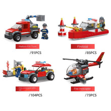 Load image into Gallery viewer, 353PCS MOC City Fire Control Engine Boat Command Helicopter Figure Model Toy Building Block Brick Gift Kids DIY
