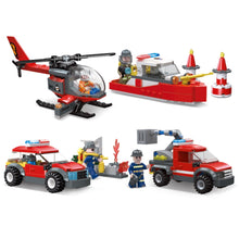 Load image into Gallery viewer, 353PCS MOC City Fire Control Engine Boat Command Helicopter Figure Model Toy Building Block Brick Gift Kids DIY

