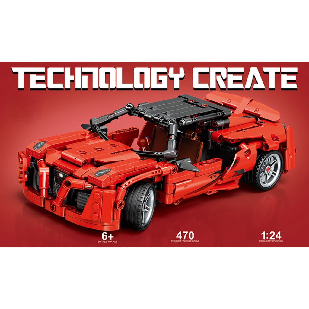 470PCS MOC Technic Speed Pull Back Alfa Super Racing Sports Car Model Toy Building Block Brick Gift Kids DIY Set New 1:24 Compatible Lego