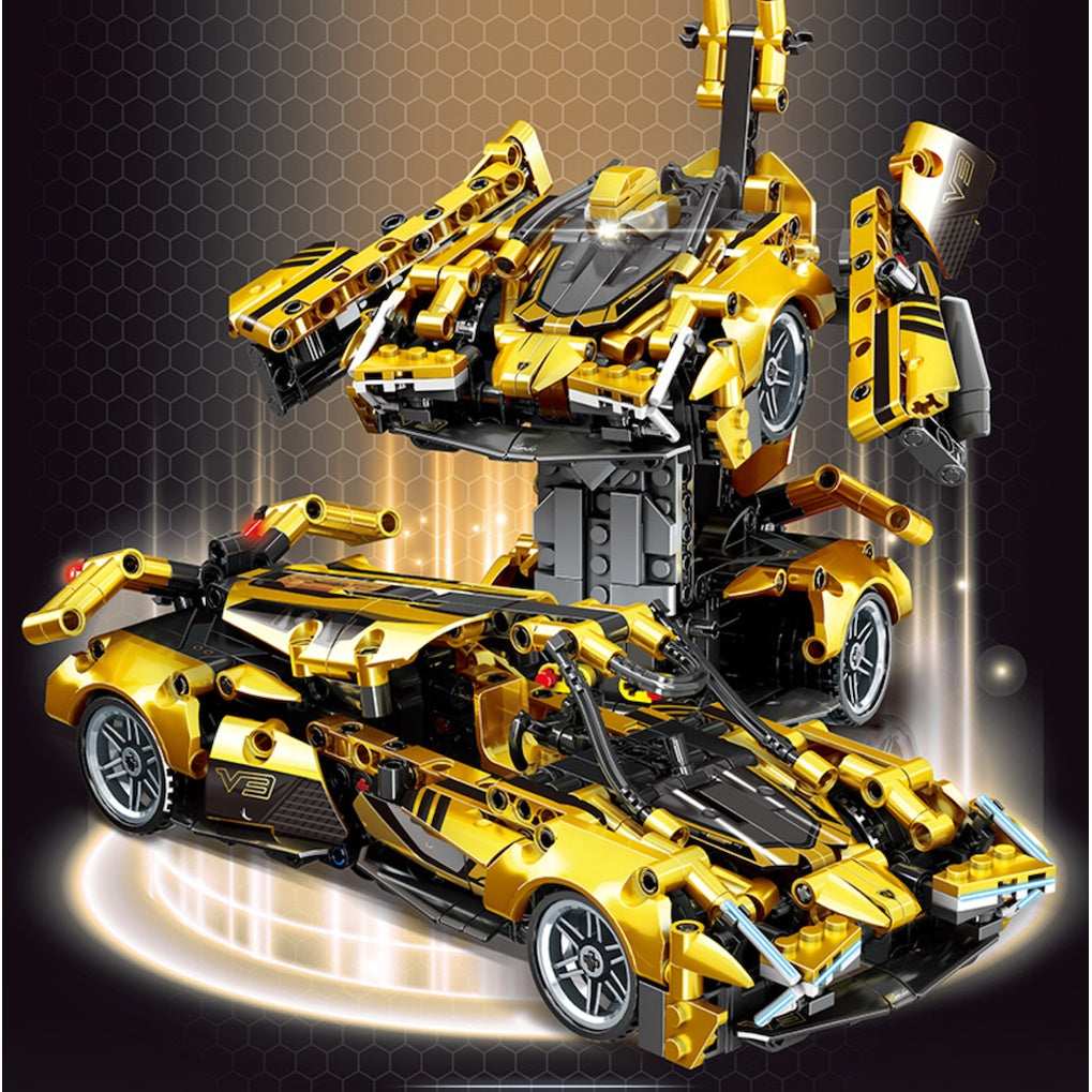 534PCS MOC Technic Speed Transformers Deformation Pull Back Racing Car Mecha Model Toy Building Block Brick Gift Kids DIY Compatible Lego