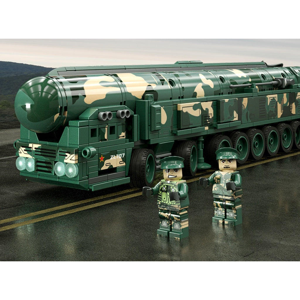 498PCS Military WW2 DF-41 CSS-X-10 Intercontinental Missile Truck Figure Model Toy Building Block Brick Gift Kids DIY Compatible Lego