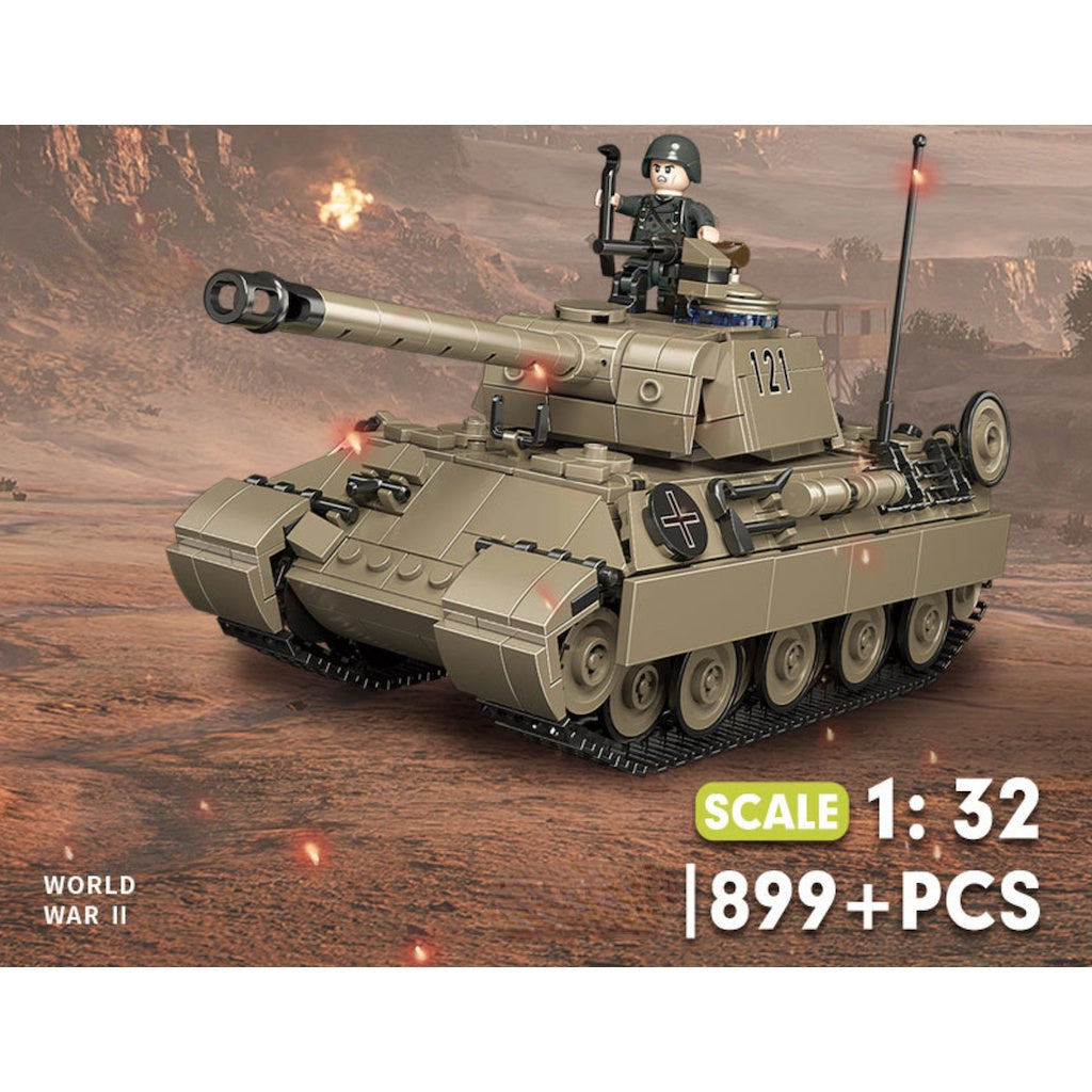899PCS MOC Military Panther Leopard Tank Figure Model Toy Building Block Brick Gift Kids DIY Set new 1:32 Compatible Lego