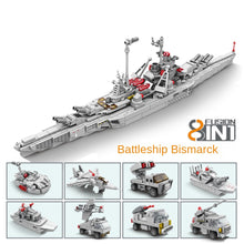 Load image into Gallery viewer, 758PCS Military WW2 8in1 KMS Bismarck Battleship Model Toy Building Block Brick Gift Kids DIY Set New Compatible Lego
