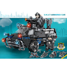 Load image into Gallery viewer, 415PCS MOC 4in1 City SWAT Heavy Armored Car Vehicle Figure Model Toy Building Block Brick Gift Kids DIY Compatible Lego
