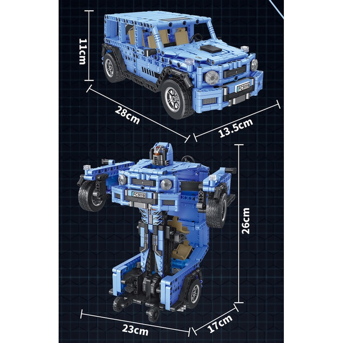 MOC Pull Back G Class HUMMER H2 SUV Car Transformer Robot Mecha Figure Model Toy Building Block Brick Gift Kids DIY Set New Compatible Lego