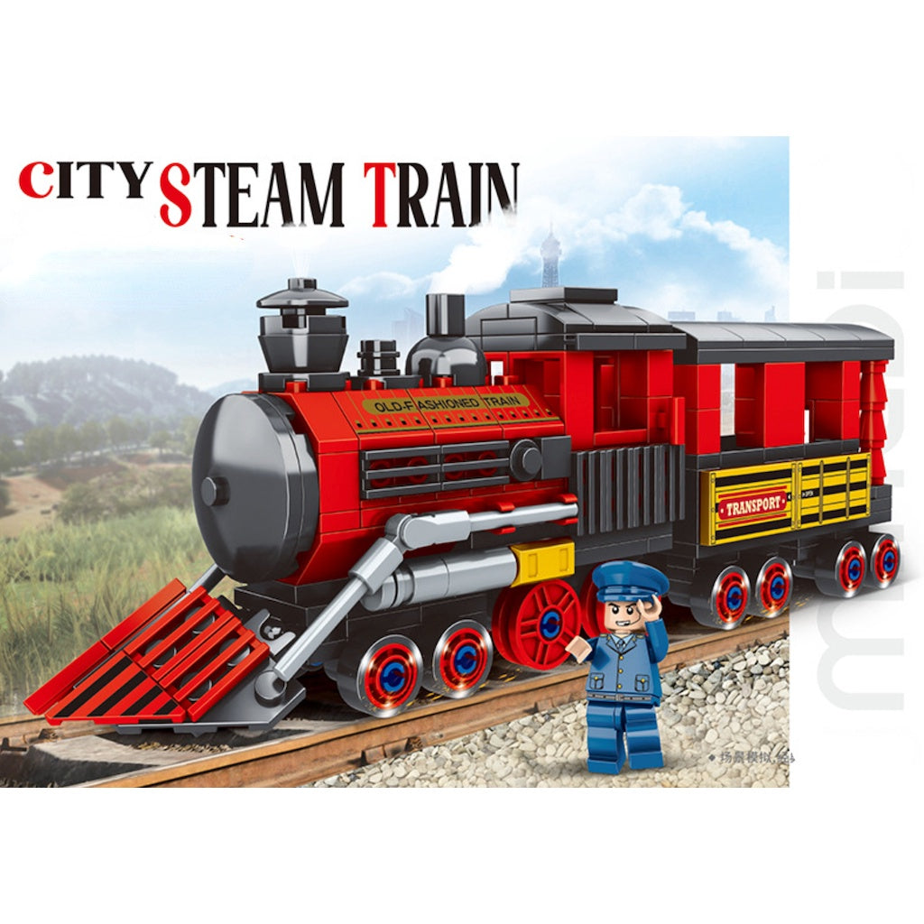 313PCS MOC Vintage Steam Train Classic Model Toy Figure Building Block Brick Gift Kids DIY Set New Compatible Lego
