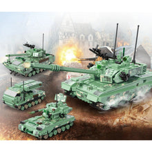 Load image into Gallery viewer, 868PCS Military WW2 4in1 Main Battle Tank Self-propelled Artillery Howitzer Model Toy Building Block Brick Gift Kids DIY Compatible Lego
