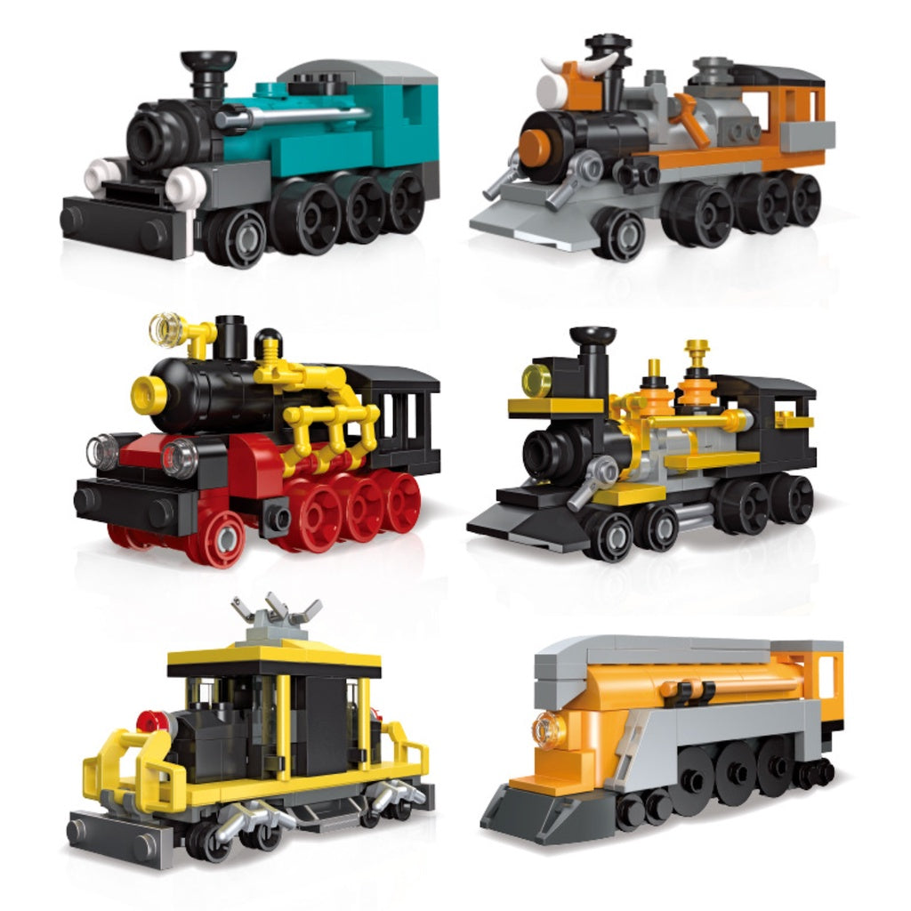 466PCS MOC 6 Sets Mini Vintage Classic Train CO 490 Steam Lootive Model Toy Building Block Brick Gift Kids DIY Compatible Lego