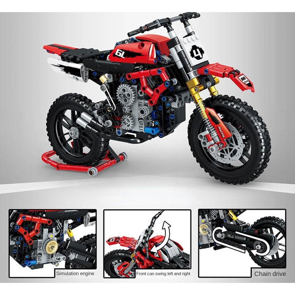 Kit de construction de moto technique, construction d'un modèle de moto,  blocs de construction de moto de course 1: 6 Moc compatibles avec la moto  Lego (621pcs)