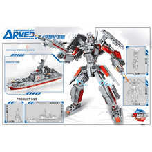 Load image into Gallery viewer, 553PCS Military WW2 2in1 Type 054A Frigates Armor Mecha Figure Model Toy Building Block Brick Gift Kids DIY Compatible Lego
