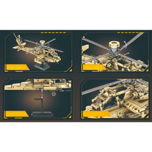 Load image into Gallery viewer, 651PCS Military WW2 Technic Boeing AH-64 Apache Helicopter Gunships Stand Model Toy Building Block Brick Gift Kids DIY Set New Compatible Lego
