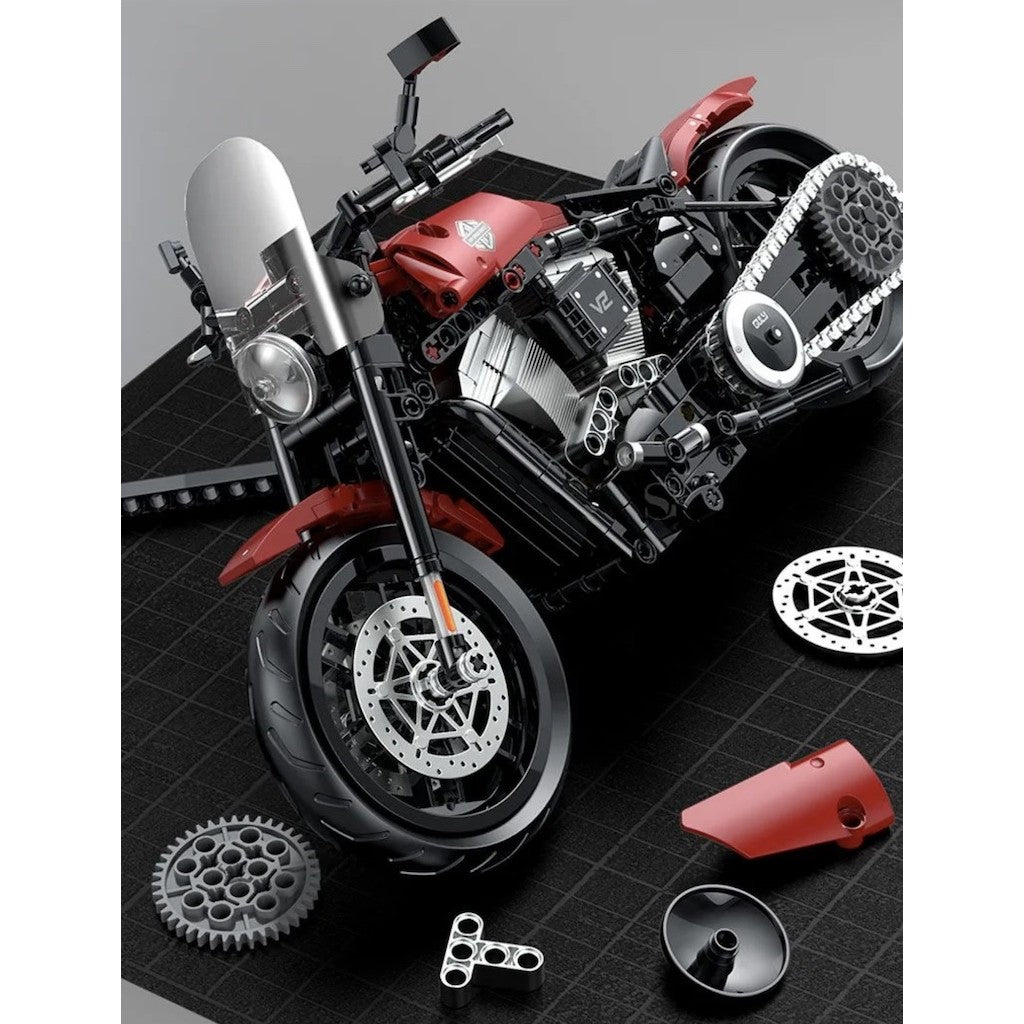 542PCS MOC Technic Speed Softail Slim Commander Motorcycle Motor Bike Model Toy Building Block Brick Gift Kids DIY Set New 1:8 Compatible Lego