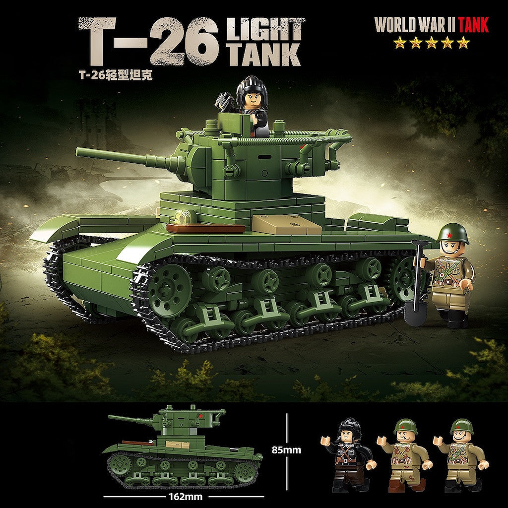 705PCS MOC Military T-26 Light Tank Figure Model Toy Building Block Brick Gift Kids DIY Set New Compatible Lego