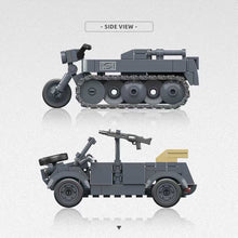Load image into Gallery viewer, 336PCS MOC Military Set SD.KFZ.2 Half Track Motorcycle Type VW82 Kubelwagen Model Toy Building Block Brick Gift Kids DIY Set New 1:35 Compatible Lego
