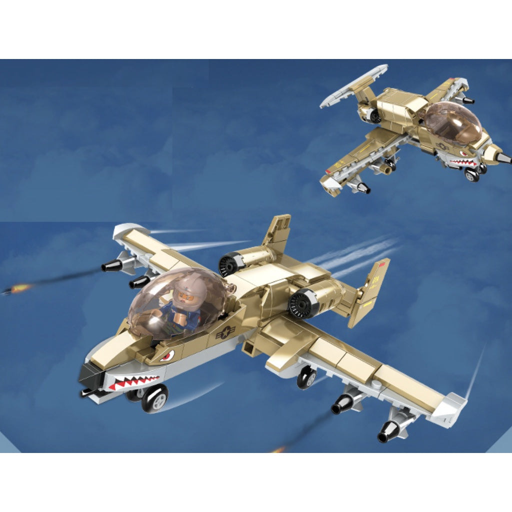 223PCS MOC Military A10 Thunderbolt II Hog Aircraft Fighter Figure Model Toy Building Block Brick Gift Kids DIY Set New Compatible Lego