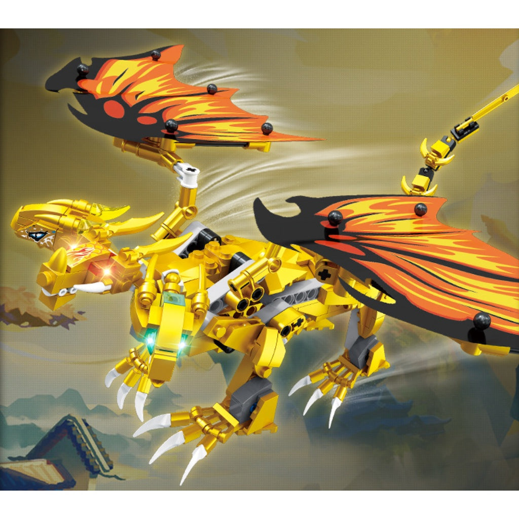 452PCS MOC Lloyd's Legendary Golden Ultra Dragon Model Toy