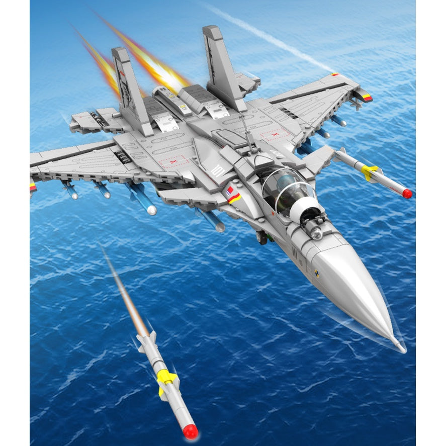 1298PCS MOC Military J15 Flying Shark Flanker-D Air Fighter Airplane Aircraft Figure Model Toy Building Block Brick Gift Kids DIY Set New Compatible Lego