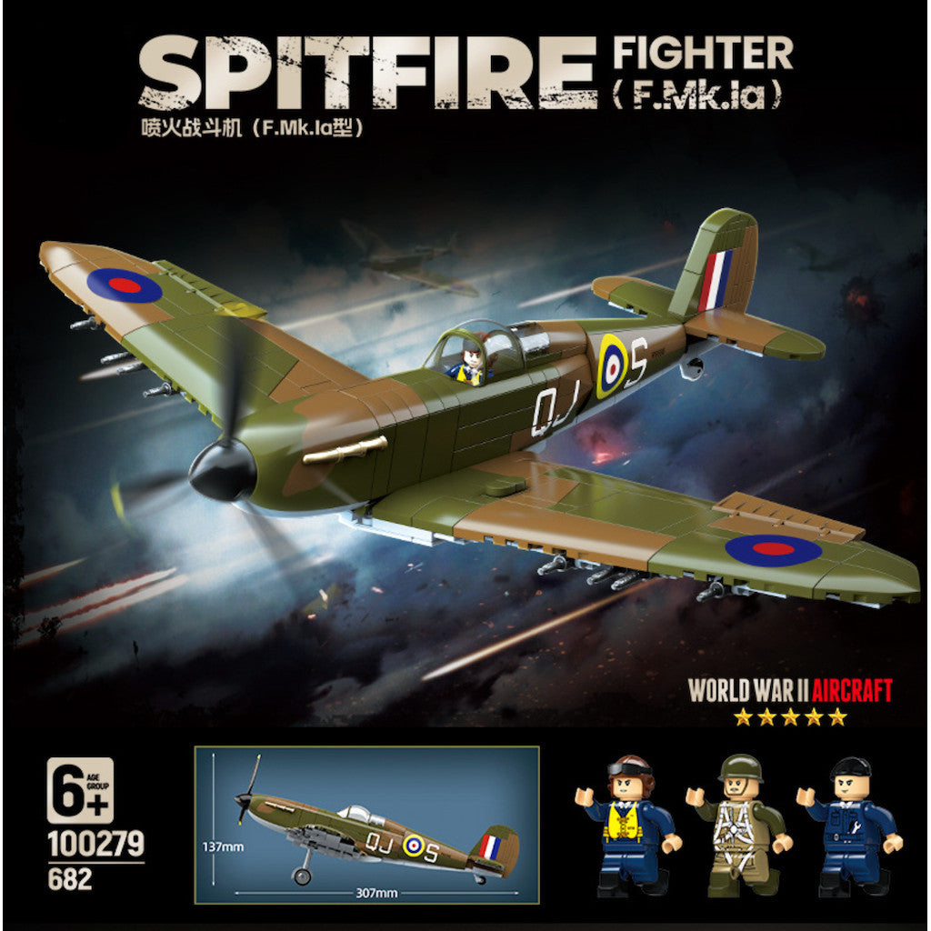 682PCS MOC Military Spitfire F MK La Air Fighter Aircraft Figure Model Toy Building Block Brick Gift Kids DIY Set New Compatible Lego