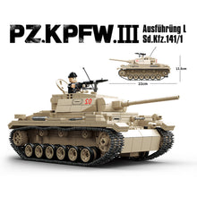 Load image into Gallery viewer, 959PCS MOC Military PZ.KPFW Panzer Panzerkampfwagen III SD.KFZ.141 Tank Figure Model Toy Building Block Brick Gift Kids DIY Set New Compatible Lego
