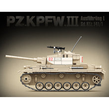 Load image into Gallery viewer, 959PCS MOC Military PZ.KPFW Panzer Panzerkampfwagen III SD.KFZ.141 Tank Figure Model Toy Building Block Brick Gift Kids DIY Set New Compatible Lego
