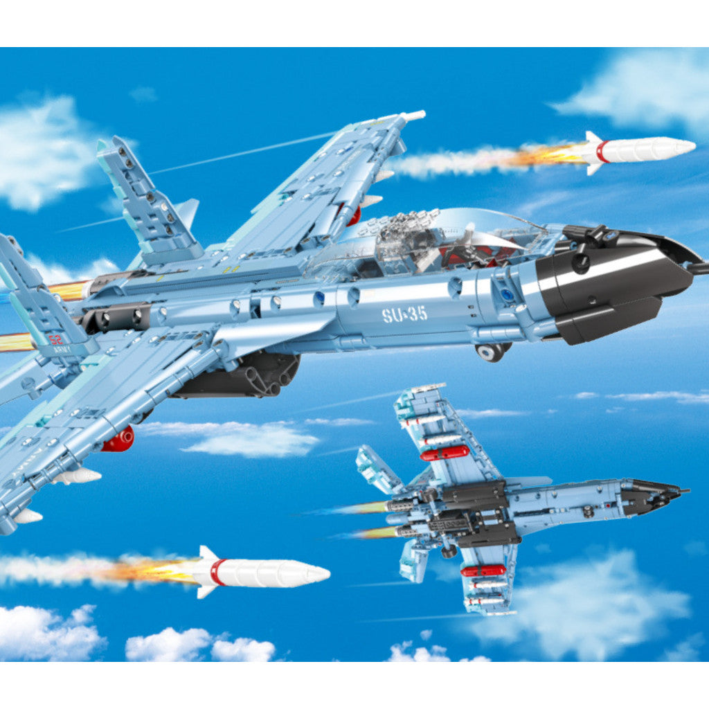 707PCS MOC Military  Sukhoi Su-35 Super Flanker Air Fighter Aircraft Model Toy Building Block Brick Gift Kids DIY Set New Compatible Lego