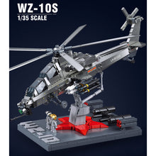 Load image into Gallery viewer, 914PCS MOC Military WZ-10S Helicopter Figure Stand Model Toy Building Block Brick Gift Kids DIY Set New Compatible Lego

