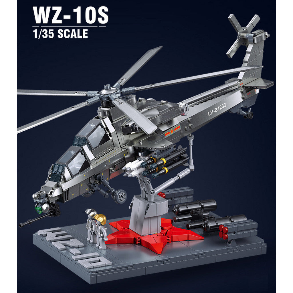 914PCS MOC Military WZ-10S Helicopter Figure Stand Model Toy Building Block Brick Gift Kids DIY Set New Compatible Lego