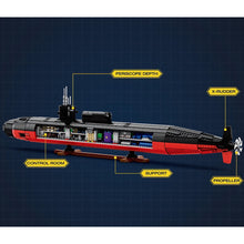 Load image into Gallery viewer, 2988PCS Military Large Los Angeles Class SSN Nuclear Powered Submarines Model Toy Building Block Brick Gift Kids DIY Set New Display Compatible Lego
